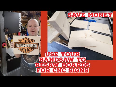 How to resaw boards for CNC signs on the Laguna 1412 bandsaw.