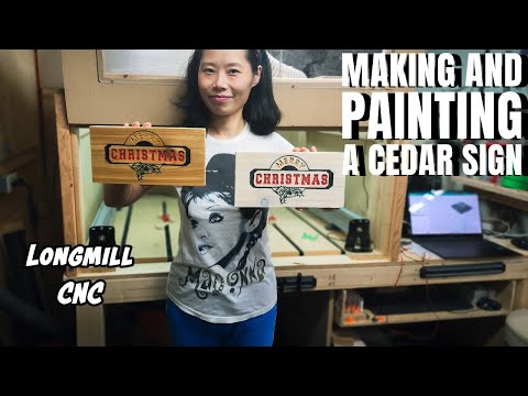 How to make and paint a Christmas sign in cedar on the Longmill MK2 CNC router.